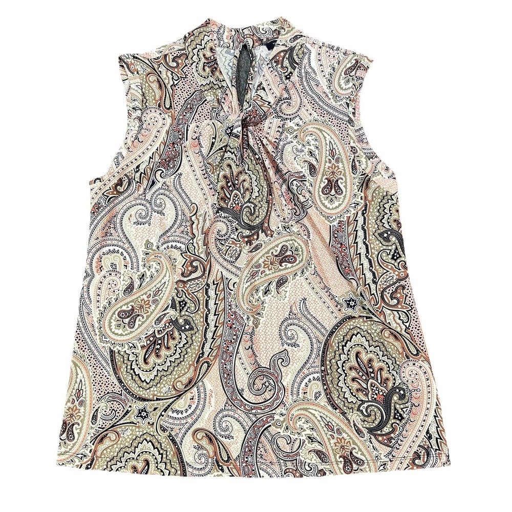 Tommy Hilfiger Blouse Women's Small Pink Paisley Twisted Neck Boho Sleeveless